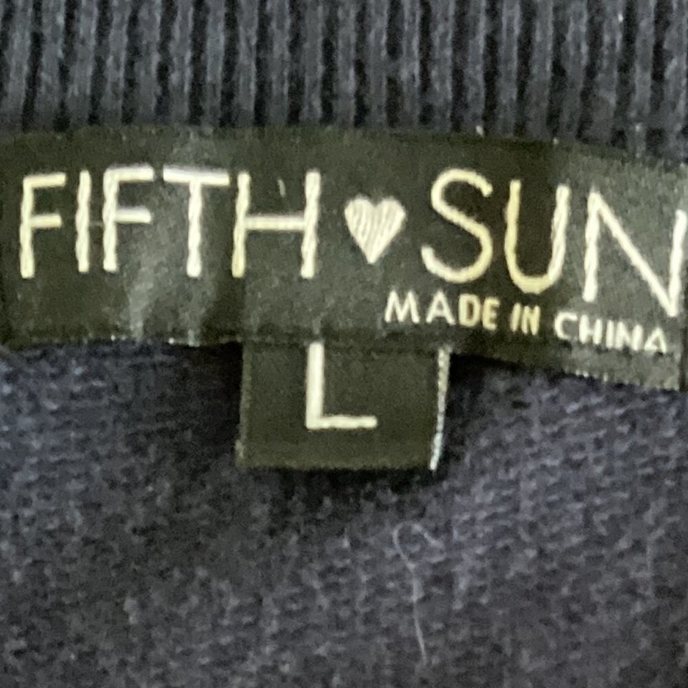 Fifth Sun Keep It Sassy Graphic Sweatshirt/Tee Side Lace-up L Navy Blue #143C - Picture 6 of 8